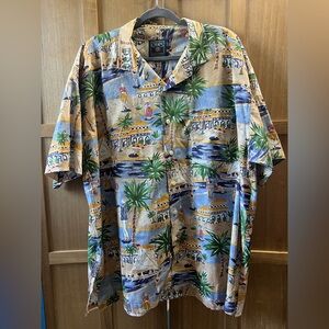 Ralph Lauren Men’s Blue and Green Tropical Button-Down Shirt